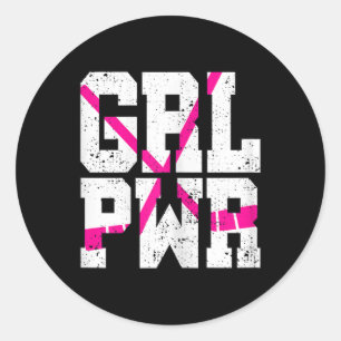 Field Hockey Girl Power Ice Hockey Chick Sticks Te Classic Round Sticker