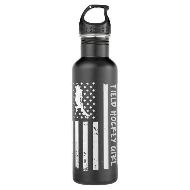 Field Hockey Girl USA Flag 710 Ml Water Bottle (Front)