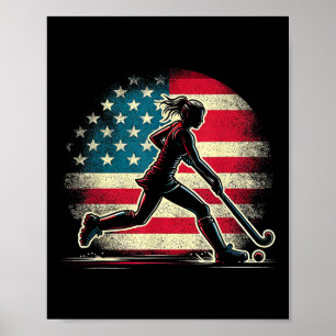 Field Hockey Girl Usa United States Of America Fla Poster