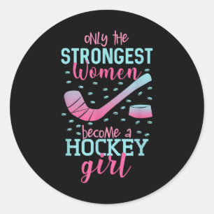 Field Hockey Girl Women Ice Hockey Player Classic Round Sticker