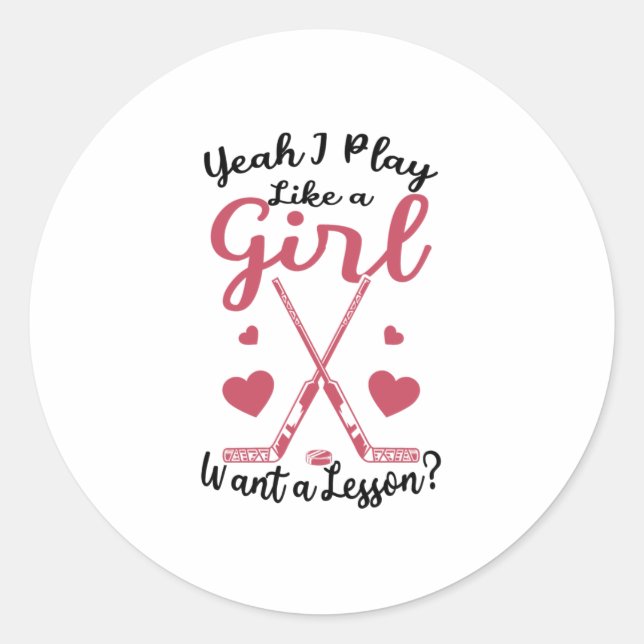 field hockey girls classic round sticker (Front)