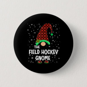 Field Hockey Gnome Buffalo Plaid Matching Family C 6 Cm Round Badge
