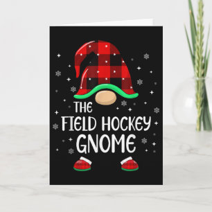 Field Hockey Gnome Buffalo Plaid Matching Family C Card