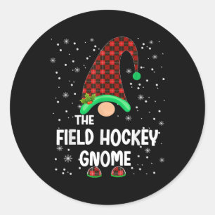 Field Hockey Gnome Buffalo Plaid Matching Family C Classic Round Sticker