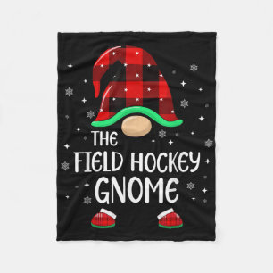 Field Hockey Gnome Buffalo Plaid Matching Family C Fleece Blanket