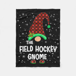 Field Hockey Gnome Buffalo Plaid Matching Family C Fleece Blanket
