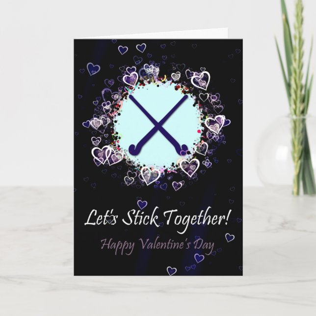 Field Hockey Goalie Sticks Valentines Day Card (Front)