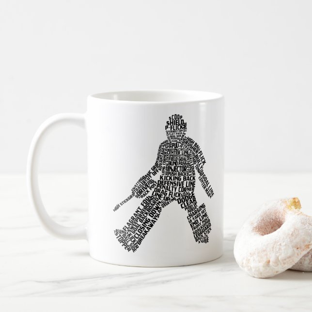 Field Hockey Goalie Word Art Coffee Mug (With Donut)