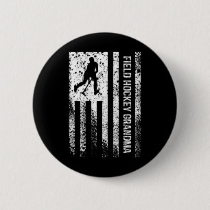 Field Hockey Grandma Distressed Vintage American F 6 Cm Round Badge