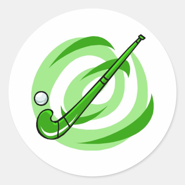 Field Hockey green logo Classic Round Sticker (Front)