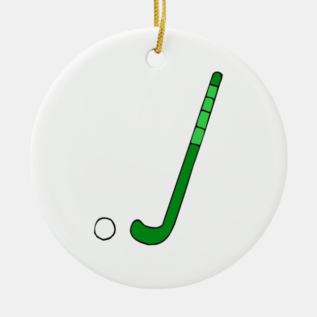 Field Hockey green stick Ceramic Ornament (Front)