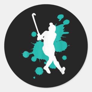 Field Hockey Hockey Player Colour Splash Design _2 Classic Round Sticker