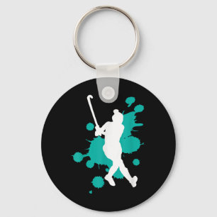 Field Hockey Hockey Player Colour Splash Design _2 Key Ring