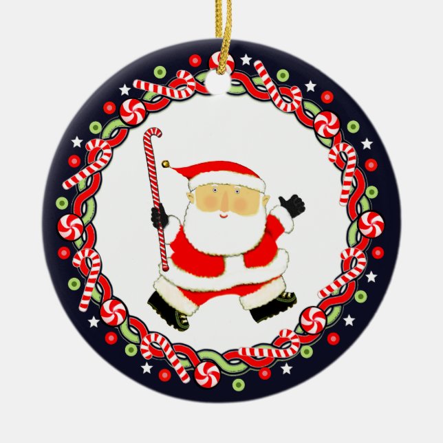 Field Hockey Holiday Gift Ceramic Ornament (Front)