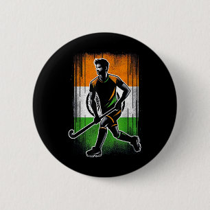 Field Hockey India Men Indian Flag Fieldhockey Tea 6 Cm Round Badge