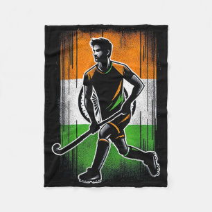 Field Hockey India Men Indian Flag Fieldhockey Tea Fleece Blanket