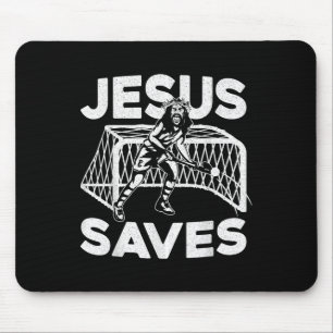 Field Hockey Jesus Faith Christian Jesus Saves Mouse Pad