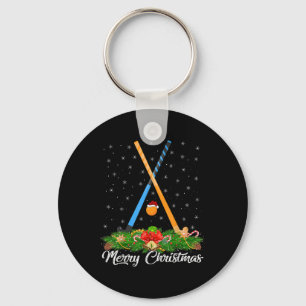 Field Hockey Lover Matching Santa Hat Field Hockey Key Ring