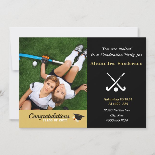 Field Hockey Modern Photo graduation class of 2022 Invitation (Front)