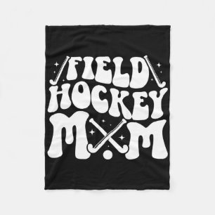 Field Hockey Mom Groovy Mom Of A Field Hockey Play Fleece Blanket