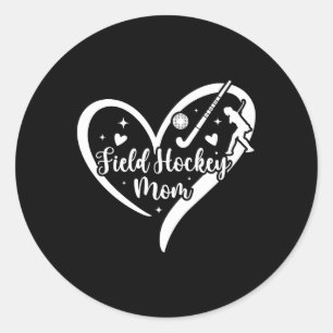 Field Hockey Mom Heart Mom Of A Field Hockey Playe Classic Round Sticker