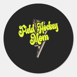 Field Hockey Mom Leopard Bolt Thunder Vintage Spor Classic Round Sticker