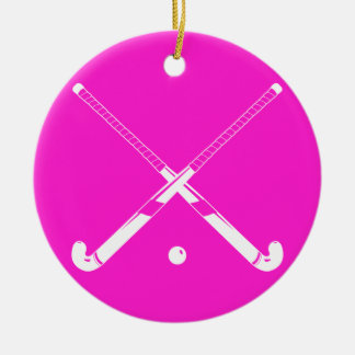 Field Hockey Ornament w/Name Pink