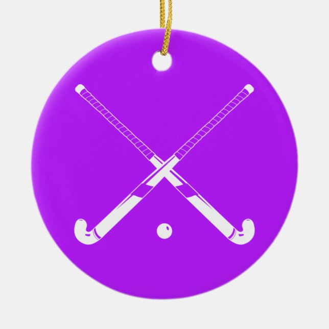 Field Hockey Ornament w/Name Purple (Front)