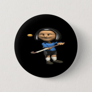 Field Hockey Player 2 6 Cm Round Badge