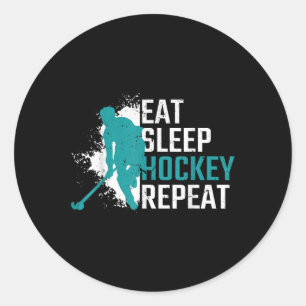 Field Hockey Player Eat Sleep Hockey Repeat Coach Classic Round Sticker