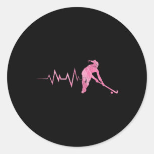 Field Hockey Player Essentials Girls Heartbeat Coa Classic Round Sticker
