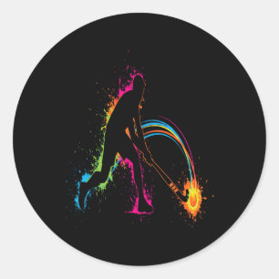 Field Hockey Player Stick Byll Sport Dynamic  Classic Round Sticker