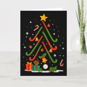 Field Hockey Player Team Christmas Tree Xmas Card
