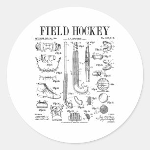Field Hockey Player Team Sports Funny Vintage Pate Classic Round Sticker