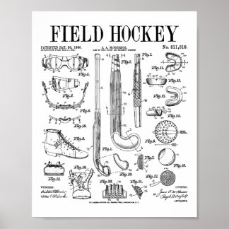 Field Hockey Player Team Sports Funny Vintage Pate Poster