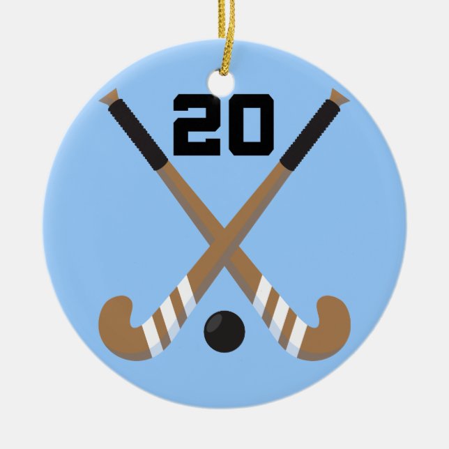 Field Hockey Player Uniform Number 20 Gift Ceramic Ornament (Front)
