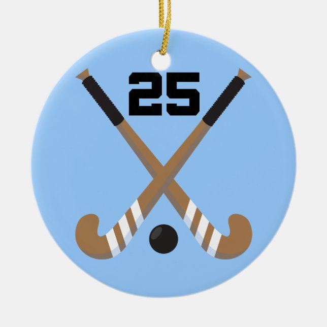 Field Hockey Player Uniform Number 25 Gift Ceramic Ornament (Front)