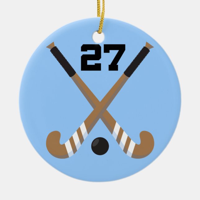 Field Hockey Player Uniform Number 27 Gift Ceramic Ornament (Front)
