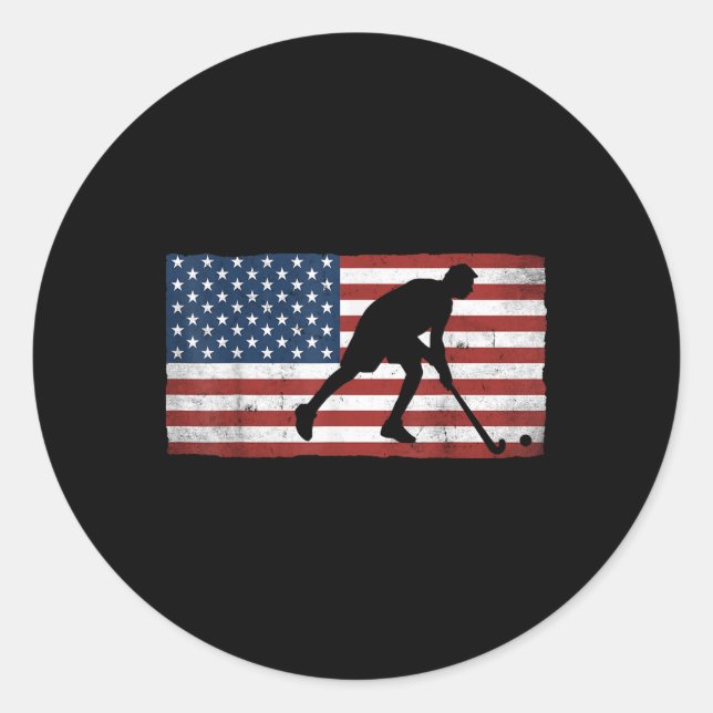 Field Hockey Player Usa Apparel Field Hockey Ameri Classic Round Sticker (Front)