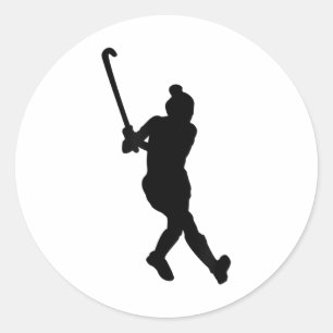 Field Hockey Player With Hockey Stick_1 Classic Round Sticker