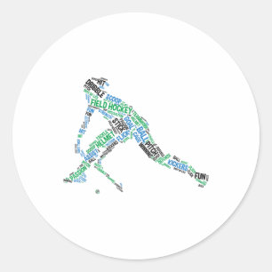 Field Hockey Player Word Silhouette Hockey Team Sp Classic Round Sticker