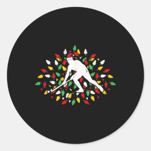 Field Hockey Santa Hat Xmas Sports Lovers Present Classic Round Sticker