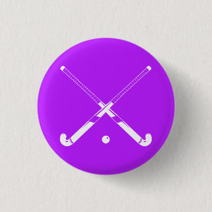 Field Hockey Silhouette Button Purple