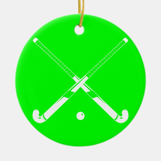 Field Hockey Silhouette Ornament Green (Front)