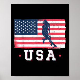 Field Hockey Sports American Flag Usa For Women Ki Poster