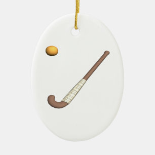 Field Hockey Stick & Ball Ceramic Ornament