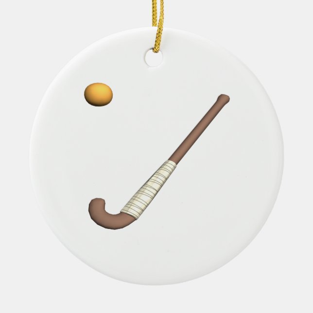 Field Hockey Stick & Ball Ceramic Tree Decoration (Front)