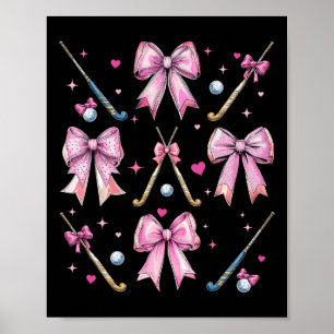 Field Hockey Stick Girl Coquette Bow Pink Mom Poster