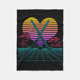 Field Hockey Sticks Retro 80s Vaporwave Player Par Fleece Blanket