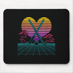 Field Hockey Sticks Retro 80s Vaporwave Player Par Mouse Pad